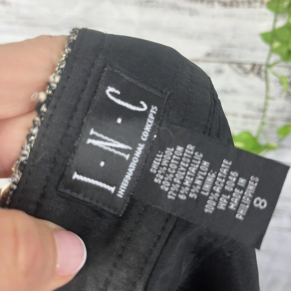 INC International Concepts Skirt 8 Silver Black Tweed Wool Wrap Cocktail Slim - Picture 11 of 11